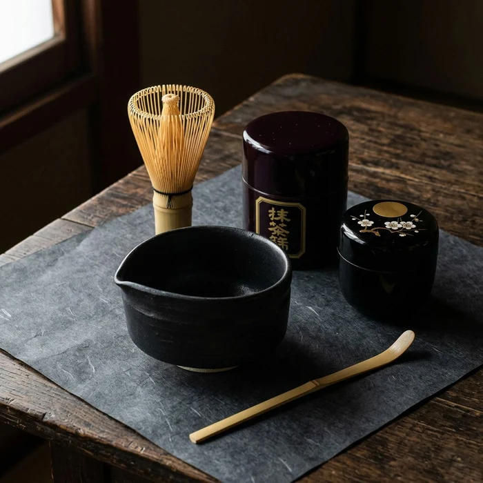 Tomari の抹茶道具（茶碗・茶筅・茶杓・棗）